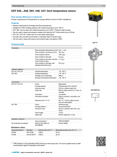 SAUTER Product Catalogue  EGT
